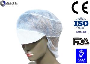 China Peak Disposable Medical Caps Stitched Band Repels Fluids With Hair Net factory