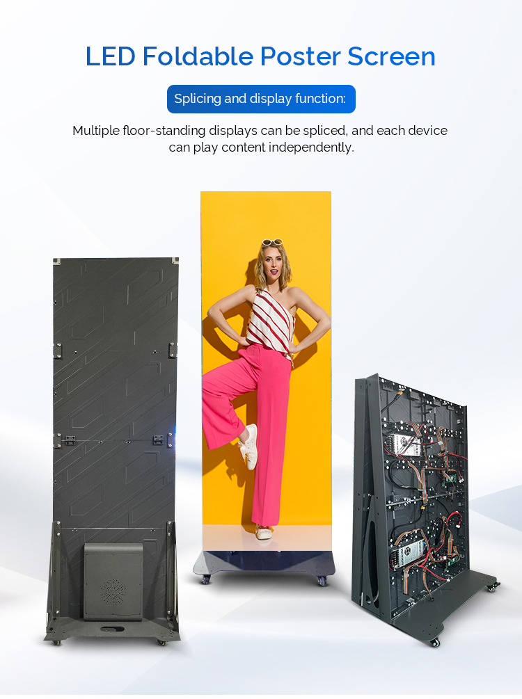 Professional Customized Floor Standing Foldable LED Poster Screen Indoor LED Poster Display Screen