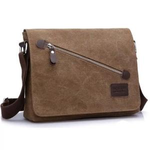 China Custom Business Men's Crossbody Shoulder Washable Canvas Messenger Bag For Men factory
