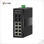 IP40 Aluminum Case Industrial Ethernet POE Switch 8 Ports With 100 / 1000 Base-X