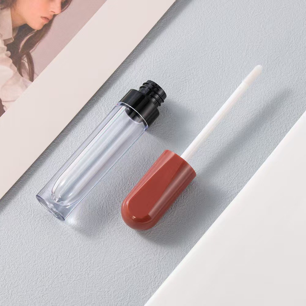 Plastic round 4.5ml lip glaze tube electroplating ring color can be customized