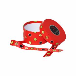 China Pantone Color Silk Screen Ribbon Circular Hat Box For Chocolate Hazelnut factory