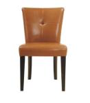 High back Beech wood brown leather/pu upholstery leisure chair/wooden dining