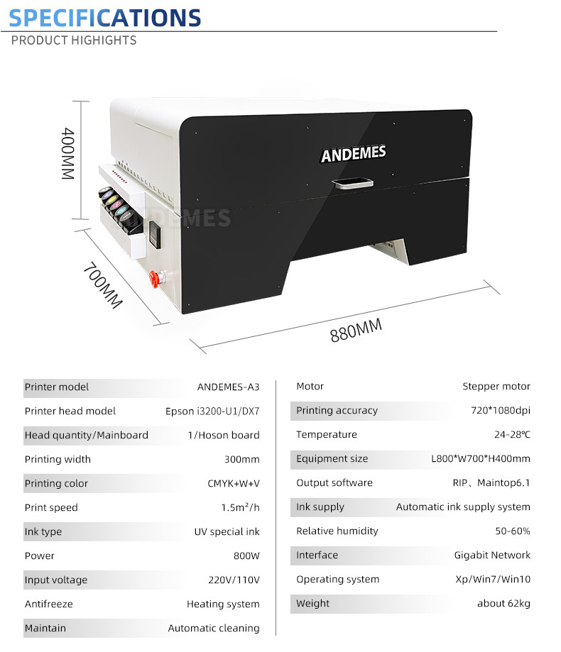 New Upgraded Printing Fully Automatic Colorful A3 UV Printer Printing Machine