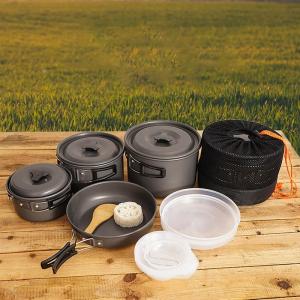 China Outdoor Pots And Pans Portable 5 - 6 People Aluminum Alloy Cookware Set factory