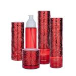 100/120ml/60g Glass Red Cylindrical Smooth With White Spray For Cosmetic