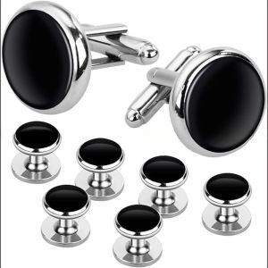 China Brass Mens Cufflinks And Studs Set For Tuxedo Formal Kit Business Wedding Shirt on sale