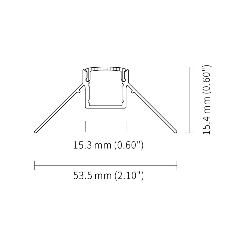 W53.5mm Gypsum Wall LED Plasterboard Profile IP45 Recessed Led Light Profile