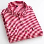 100% Cotton Plaid Shirt Long Sleeve Shirt Casual Formal Shirts Office Custom
