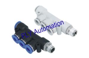 China PKD Triple Pisco Branch One Touch Brass Zinc R Thread Metric Pneumatic Tube Fittings factory