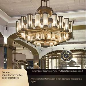 China AC 85-265V Voltage Modern Indoor Lighting Large Foyer Chandelier For Chinese Simple Metal Copper Hot Pot Restaurant factory
