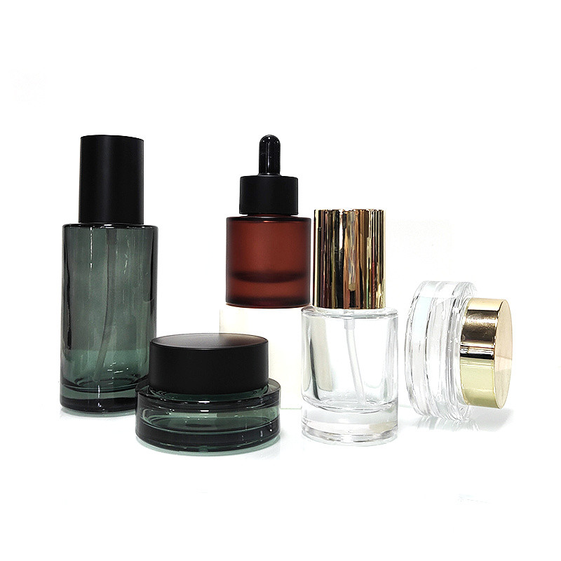 Flat Shoulder Glass Serum Bottle Cosmetic Packaging Bottles Leakproof