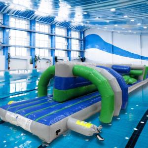 China Fantastic Inflatable Water Toys 15M Twin Track Pool Inflatable Water Floating Obstacle Course factory
