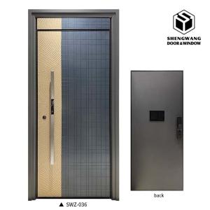 China Swing Gold Aluminium Commercial Entrance Doors Main Exterior Aluminum Frame Exterior Door factory