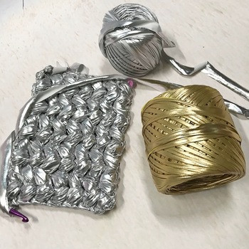 100% Polyester 1/0.3NM Metal Cloth Wire For Hand Knitting Storage Basket Bag