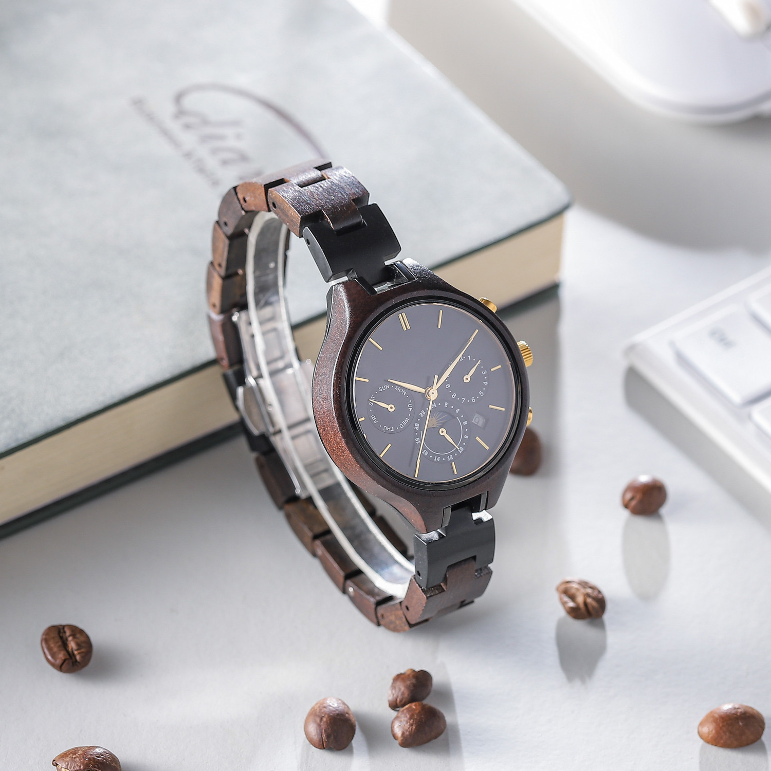 ladies wooden watches , wood Band 38mm Automatic Wrist Watches ,Seagull Movement