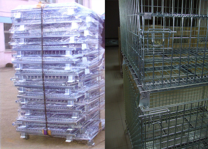 Foldable Collapsible Wire Mesh Cage Panels With Front Drop Gate / 4 Casters