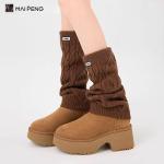 Winter Trendy Women Leg Warmers Woven Labels Cable Knit Leg Warmers Socks