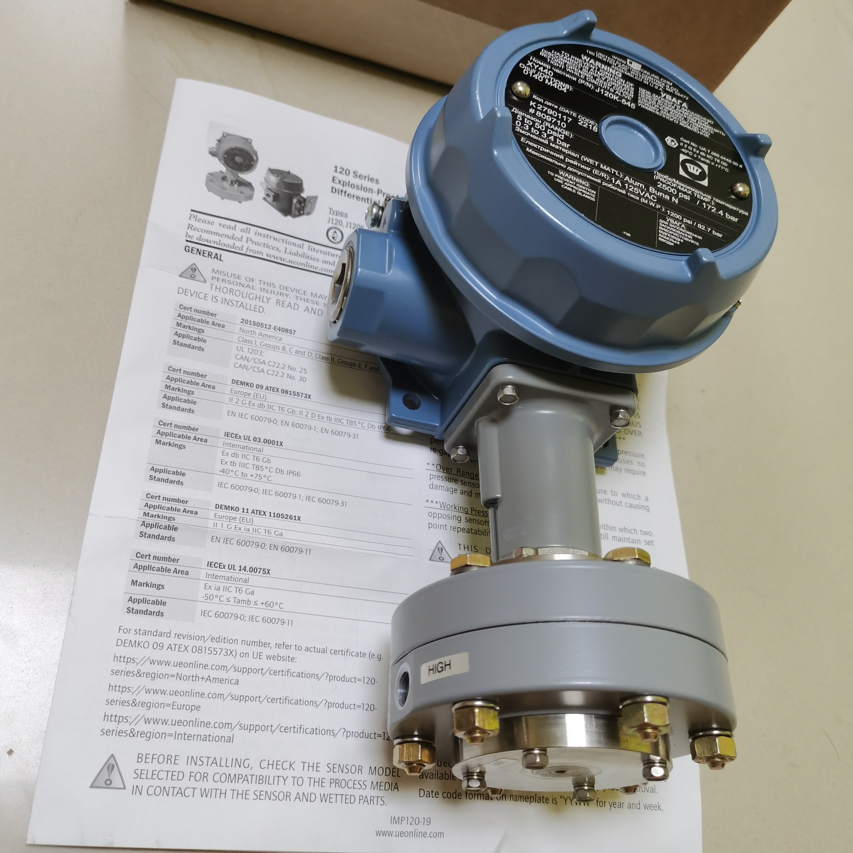 UE 120 Series Pressure And Temperature Switch J120 J120K H122K B122 E120