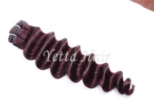 China Customized Dark Red Virgin Human Hair Extensions Loose Wave With Soft factory