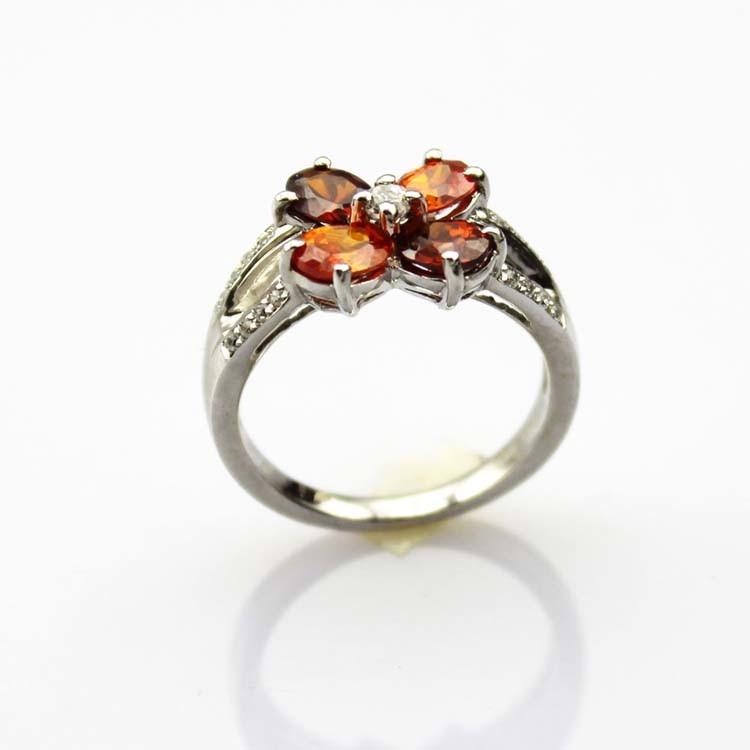 Design Women Jewelry 925 Silver Red Quatrefoil Cubic Zircon Ring(FR029)