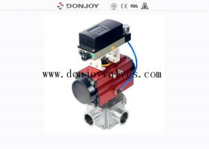 China Three Way Pneumatic Actuator DN10 Sanitary Ball Valve factory
