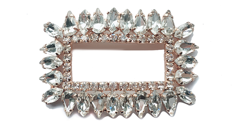 Rectangle Style Crystal Shoe Buckles Outer Diameter 6.2cm*4.1cm
