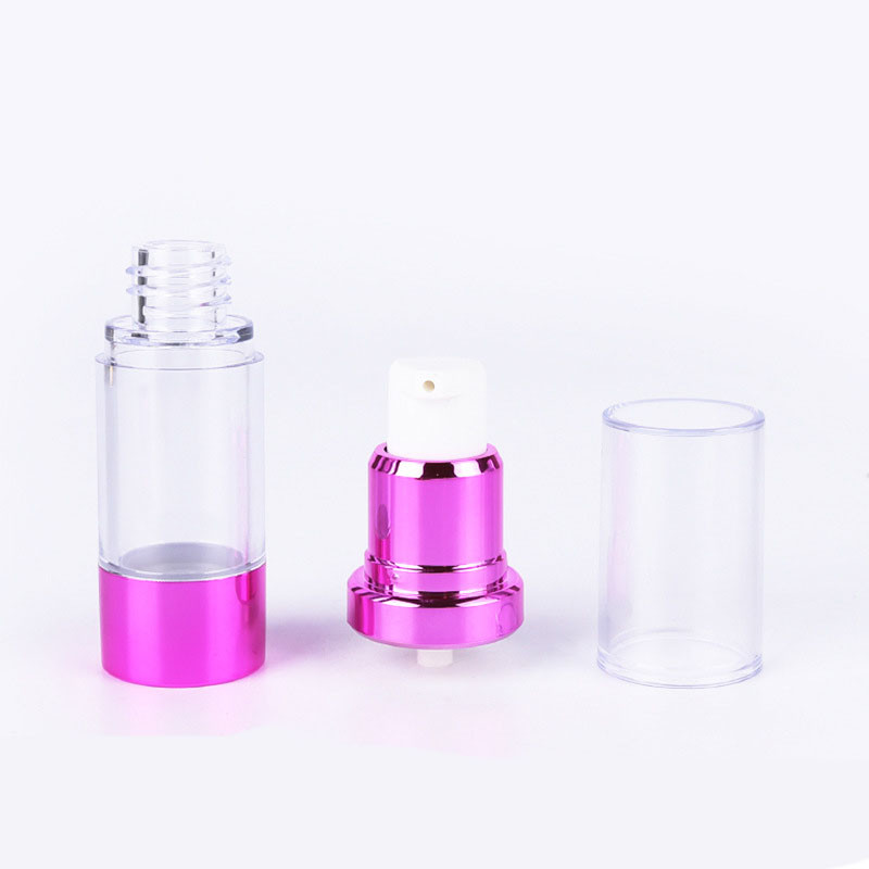 China Pink Transparent Plastic Plating Lotion Airless Vacuum Pump Bottle factory