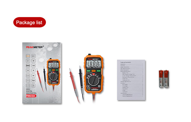 1.5V 9V 12V Battery test Portable mini Auto Range Digital Multimeter NCV detection 600V AC/DC Voltage