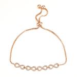 Sterling Silver CZ Bolo Bracelet 2.4mm Round Stone Solitaire Diamond Bracelet