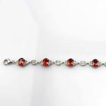 Women Jewelry 925 Silver Bracelet Garnet Cubic Zirconia Tennis Bracelet(H07)