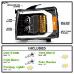 Waterproof Head Lights Gun Metal w/ Dual Projector LED Signal Headlamps w/ Clear