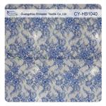 Colored Eyelash Embroidered Lace Trim , Bridal Gown Floral Lace Fabric