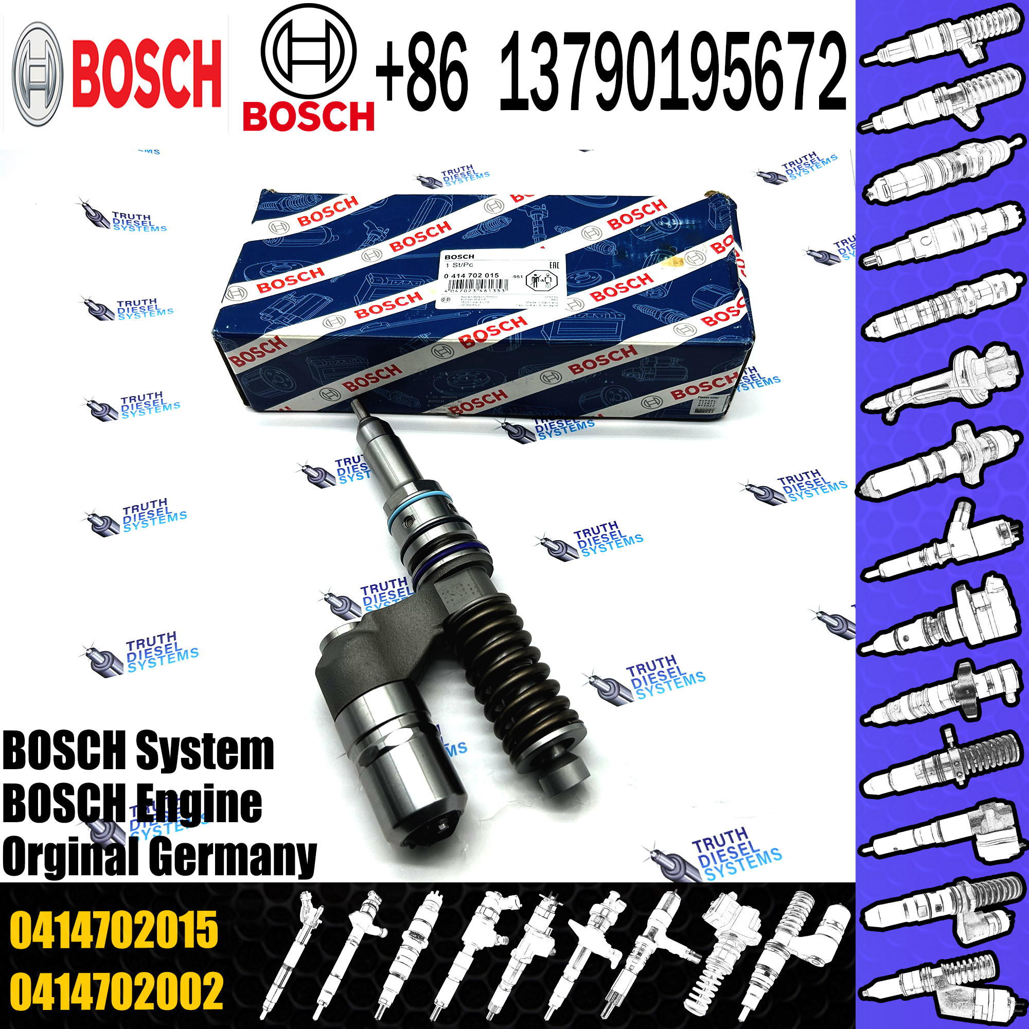 Diesel Common Rail Fuel Injector 0414702015 0414702024 3835257 For VOL Truck