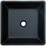 Washroom Matt Black Basin Square Vessel Sink 400mm Tempered Glass