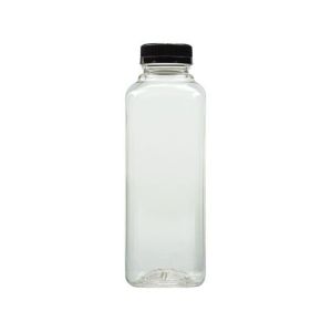 China 16oz Empty Square PET Plastic Beverage Bottle With Cap Transparent factory