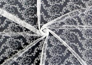 China Organza Embroidered Mesh Lace Fabrics With Scalloped Edge For Dress Via OEKO TEX factory