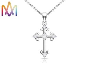 China OEM ODM Cross Zircon Pendant Womens Engraved Necklace factory