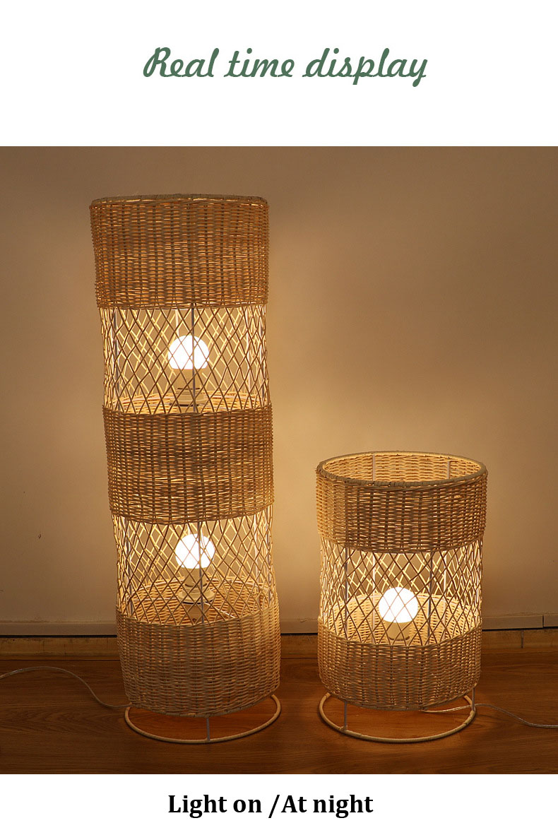 Handmade Led rattan wicker floor lamp For Living Room Decoration