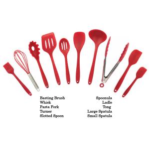 China BPA Free Non Stick Cooking Baking 10 Pieces Set Silicone Kitchen Utensils Set factory