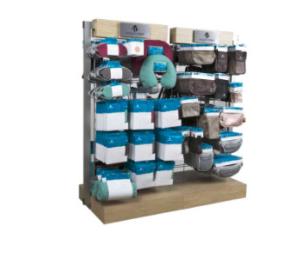 China Wood Portable Retail Display Units , Countertop Socks Display Stand With Hook factory