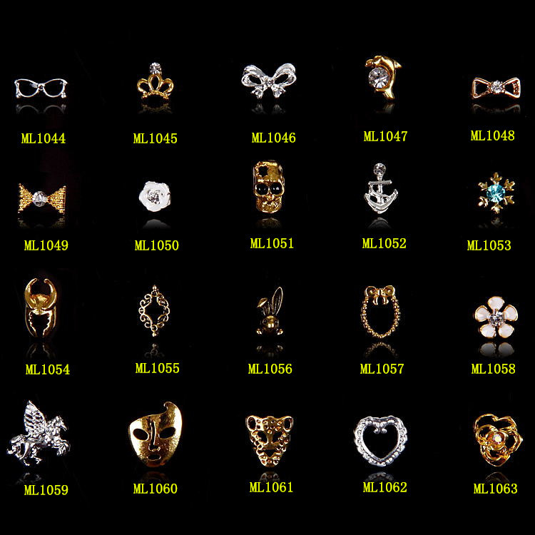 Hot NEW Wholesale Alloy Jewelry 3D Nail Art Jewelry Nail rhinestones Sticker Supplier Number ML1044-1063