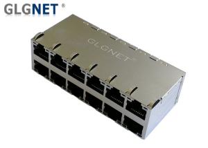 China 2x6 Ports Stacked Rj45 Poe Magjack 1000BASE T With Green Yellow LEDs factory