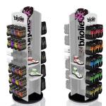 Double Sided Wooden Display Stand Sock Display Rack With Wheels For Foot Wear