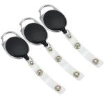Black ID Card Accessories Retractable Id Badge Reels Belt Clip For Plastic Card