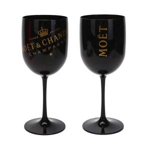 China Fashions 450ml Black Reusable Plastic Wine Glasses Moet &amp; Chandon acrylic champagne flutes factory