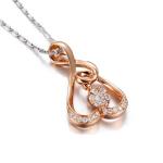 Trendy Rose Gold Heart Pendant with Diamonds for women (GND008)