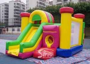 China Outdoor Kids Inflatable Bouncy Castle With Slide And Pillars Inside Made Of Best Pvc Tarpaulin factory