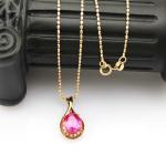 Rose Gold Plated 925 Silver Jewelry Oval Pink Cubic Zircoina Pendant(PSJ0392)