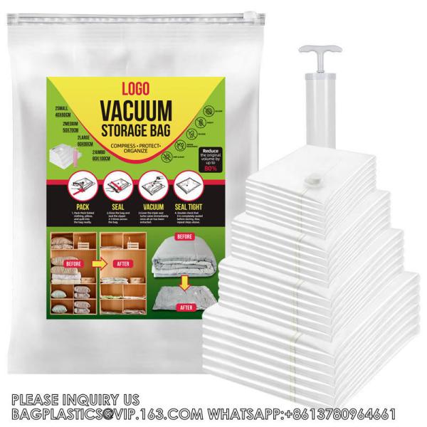 Clothing Vacuum Compression Bag With Hand Pump Space Saver Storage Pouch Travel